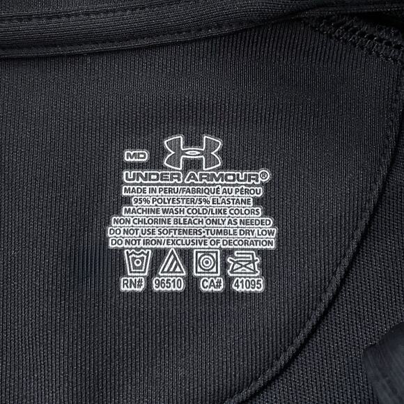 Under Armour HeatGear Black Polo Sz M Golf Outdoor Training Athleisure SPF 30+ - Picture 5 of 9